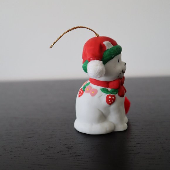 Vintage Christmas Ornament Jolly Jingles Cat Bell Porcelain Bisque - Picture 3 of 6